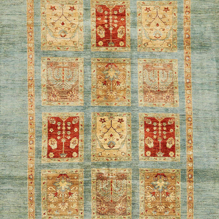 Machine Washable Abstract Ginger Brown Green Rug, wshabs702