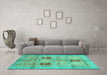 Machine Washable Abstract Turquoise Modern Area Rugs in a Living Room,, wshabs702turq