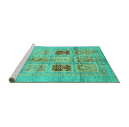 Sideview of Machine Washable Abstract Turquoise Modern Area Rugs, wshabs702turq