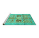 Sideview of Machine Washable Abstract Turquoise Modern Area Rugs, wshabs702turq