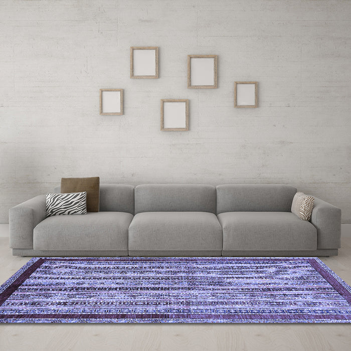 Machine Washable Abstract Blue Modern Rug in a Living Room, wshabs703blu