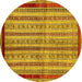 Round Machine Washable Abstract Yellow Modern Rug, wshabs703yw