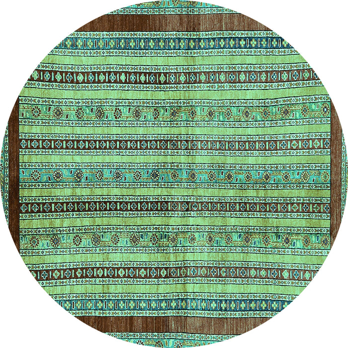 Round Abstract Turquoise Modern Rug, abs703turq