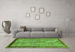 Machine Washable Abstract Green Modern Area Rugs in a Living Room,, wshabs703grn