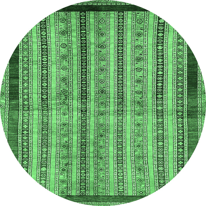 Round Abstract Emerald Green Modern Rug, abs703emgrn