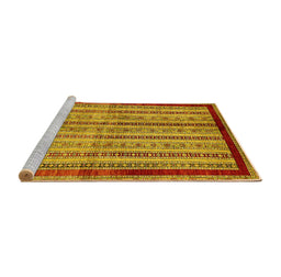 Sideview of Machine Washable Abstract Yellow Modern Rug, wshabs703yw