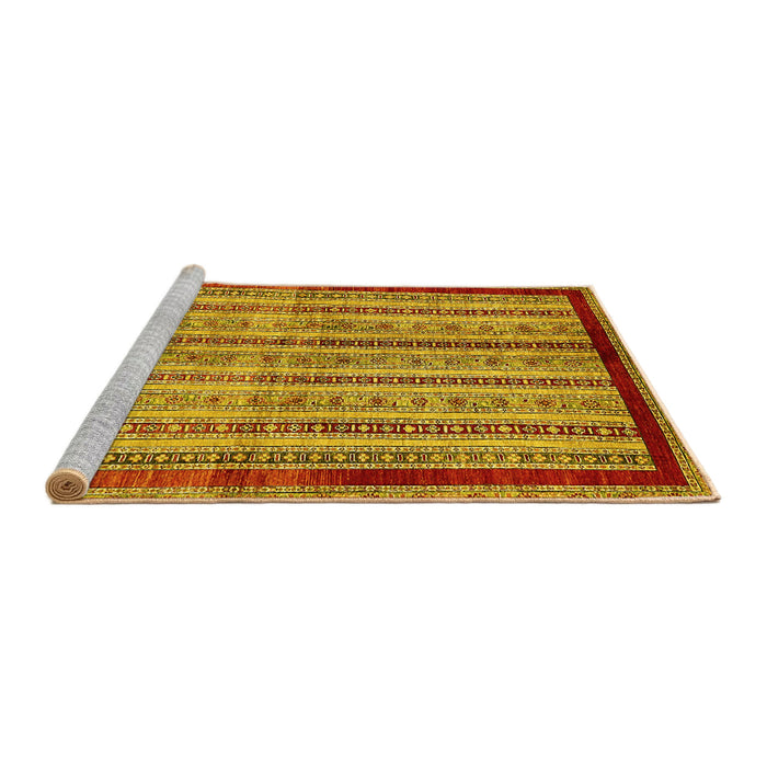Sideview of Machine Washable Abstract Yellow Modern Rug, wshabs703yw