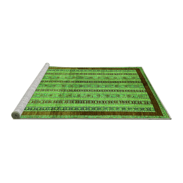Sideview of Machine Washable Abstract Green Modern Area Rugs, wshabs703grn