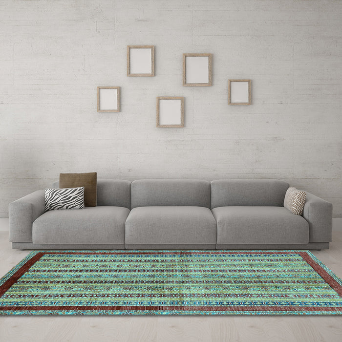 Machine Washable Abstract Light Blue Modern Rug in a Living Room, wshabs703lblu