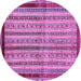 Round Machine Washable Abstract Purple Modern Area Rugs, wshabs703pur