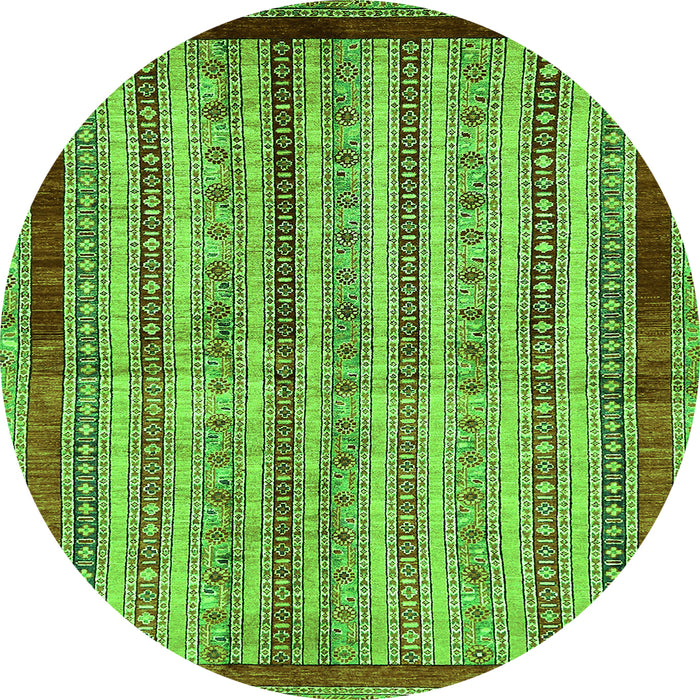 Round Machine Washable Abstract Green Modern Area Rugs, wshabs703grn