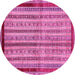 Round Machine Washable Abstract Pink Modern Rug, wshabs703pnk