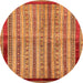 Round Machine Washable Abstract Orange Modern Area Rugs, wshabs703org