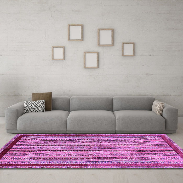 Machine Washable Abstract Purple Modern Area Rugs in a Living Room, wshabs703pur