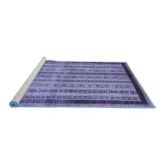 Sideview of Machine Washable Abstract Blue Modern Rug, wshabs703blu