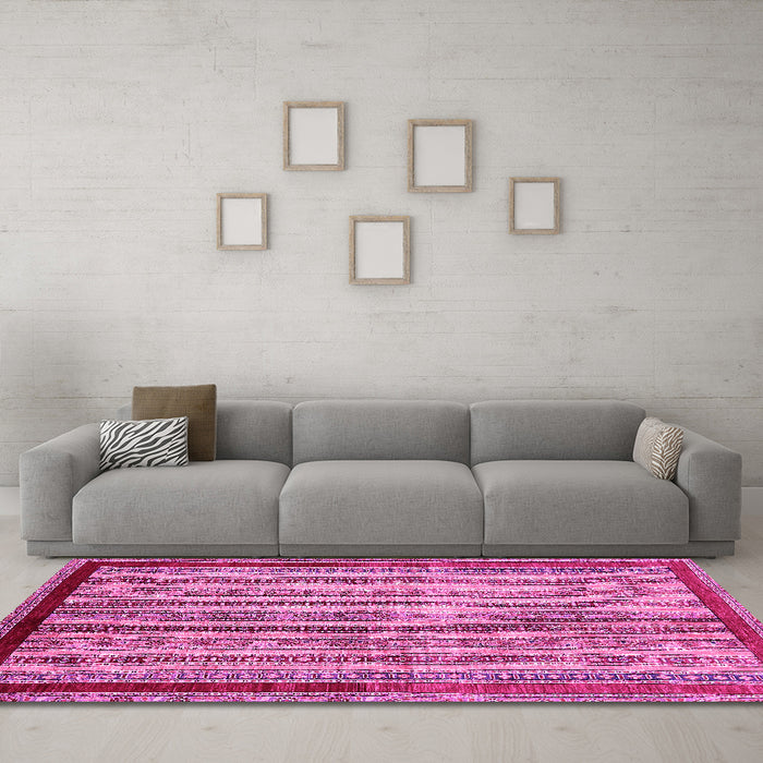 Machine Washable Abstract Pink Modern Rug in a Living Room, wshabs703pnk