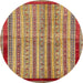 Round Machine Washable Abstract Red Rug, wshabs703