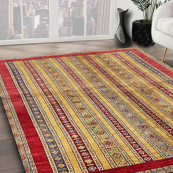 Machine Washable Abstract Red Rug in a Family Room, wshabs703