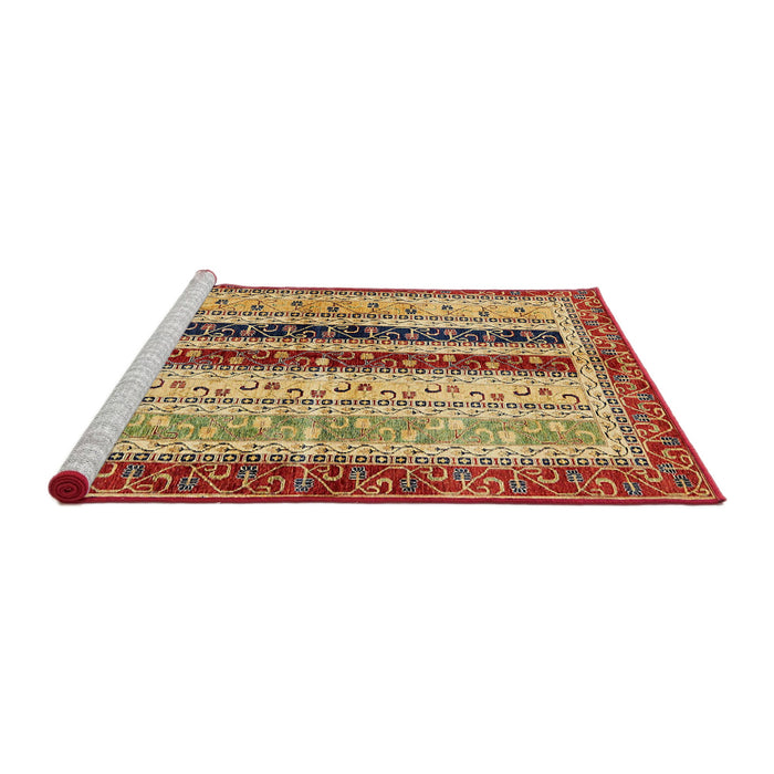 Sideview of Machine Washable Abstract Fire Brick Red Rug, wshabs704