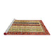 Sideview of Machine Washable Abstract Fire Brick Red Rug, wshabs704