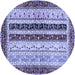 Round Machine Washable Abstract Blue Modern Rug, wshabs704blu