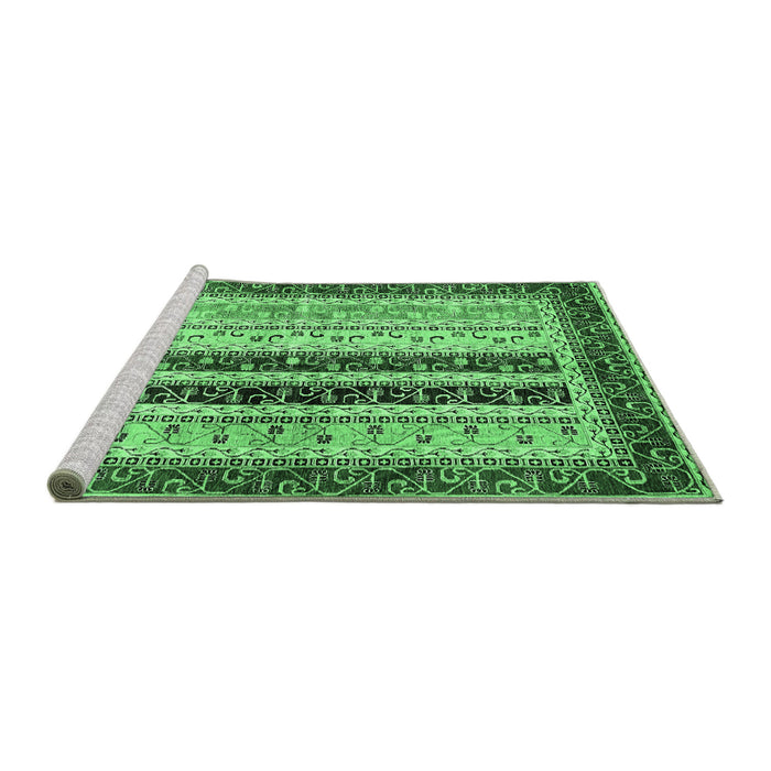 Sideview of Machine Washable Abstract Emerald Green Modern Area Rugs, wshabs704emgrn