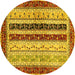 Round Abstract Yellow Modern Rug, abs704yw