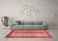 Machine Washable Abstract Red Modern Rug, wshabs704red