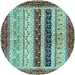 Round Abstract Light Blue Modern Rug, abs704lblu