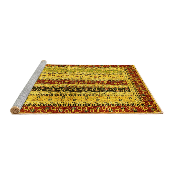 Sideview of Machine Washable Abstract Yellow Modern Rug, wshabs704yw