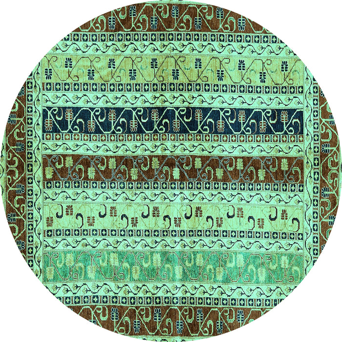 Round Abstract Turquoise Modern Rug, abs704turq