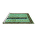 Sideview of Machine Washable Abstract Turquoise Modern Area Rugs, wshabs704turq