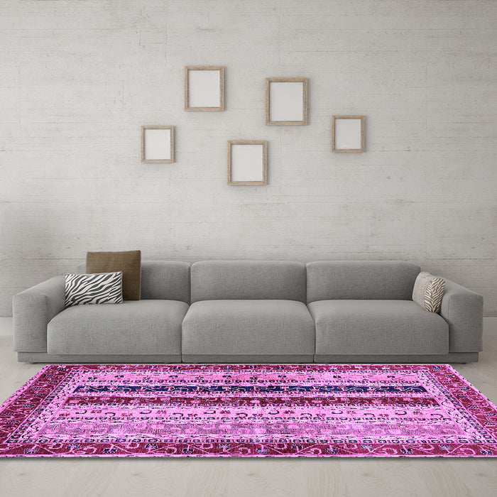 Machine Washable Abstract Purple Modern Area Rugs in a Living Room, wshabs704pur