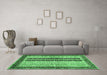 Machine Washable Abstract Emerald Green Modern Area Rugs in a Living Room,, wshabs704emgrn