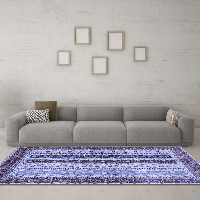 Machine Washable Abstract Blue Modern Rug in a Living Room, wshabs704blu