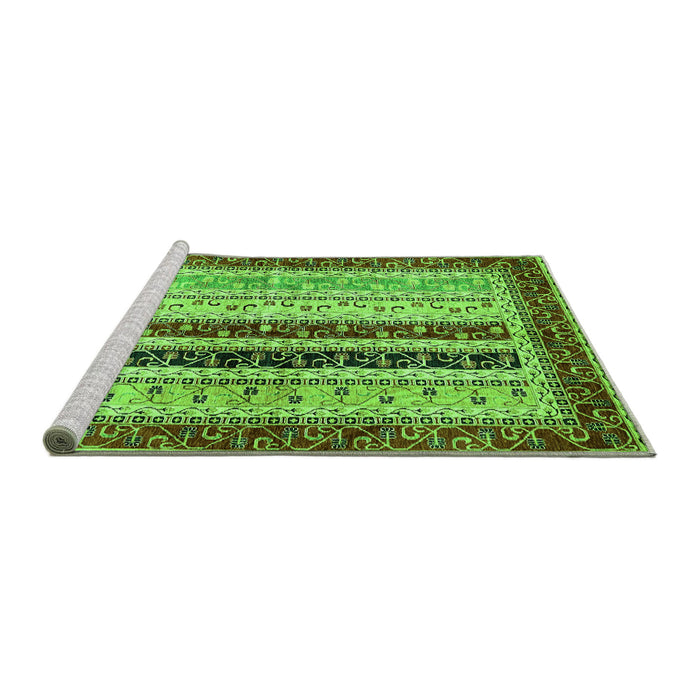 Sideview of Machine Washable Abstract Green Modern Area Rugs, wshabs704grn