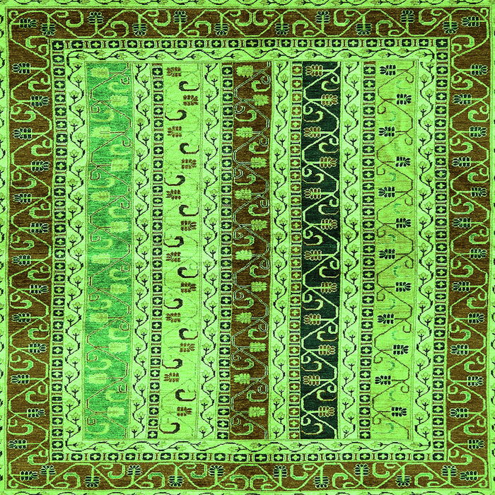 Square Machine Washable Abstract Green Modern Area Rugs, wshabs704grn