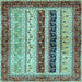 Square Abstract Light Blue Modern Rug, abs704lblu