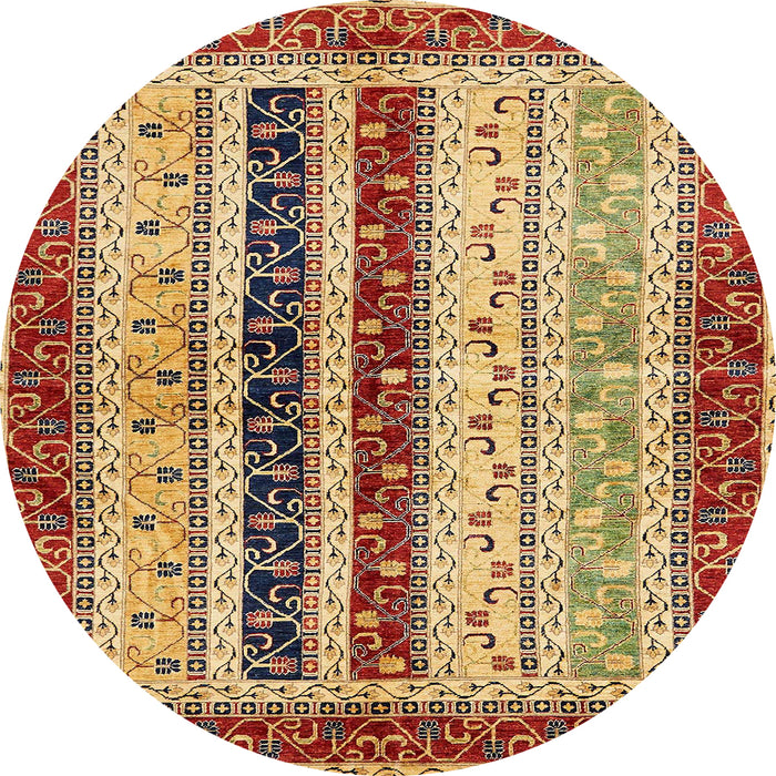 Round Machine Washable Abstract Fire Brick Red Rug, wshabs704
