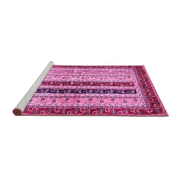 Sideview of Machine Washable Abstract Pink Modern Rug, wshabs704pnk