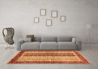 Machine Washable Abstract Orange Modern Rug, wshabs704org