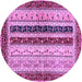 Round Machine Washable Abstract Purple Modern Area Rugs, wshabs704pur