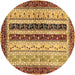 Round Machine Washable Abstract Brown Modern Rug, wshabs704brn