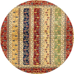 Round Abstract Fire Brick Red Modern Rug, abs704
