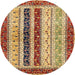 Round Abstract Fire Brick Red Modern Rug, abs704