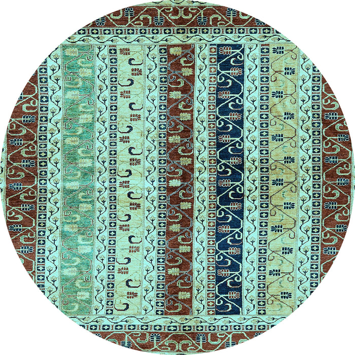 Round Machine Washable Abstract Light Blue Modern Rug, wshabs704lblu
