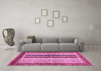 Machine Washable Abstract Pink Modern Rug, wshabs704pnk