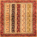 Square Machine Washable Abstract Orange Modern Area Rugs, wshabs704org