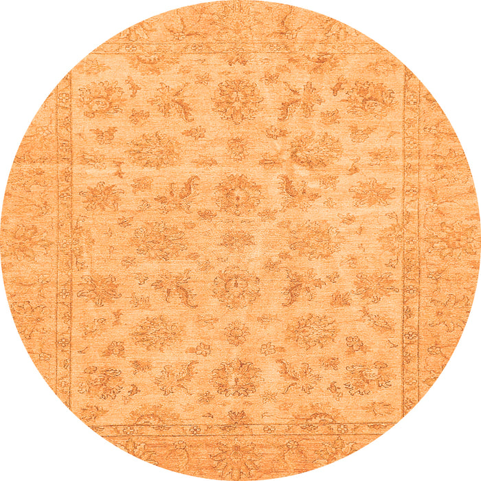 Round Oriental Orange Traditional Rug, abs705org