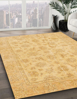 Machine Washable Abstract Chrome Gold Yellow Rug in a Family Room, wshabs705